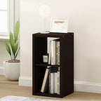 Furinno CUBICLE 2-Cube Book Shelf, Extra Thick Frame Bookshelf, Dark Oak - Image 2
