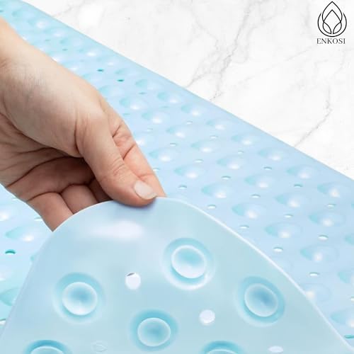 ENKOSI Non-Slip Bath Mat and Shower Mat 40x16 Extra Long, Light Blue - Image 2