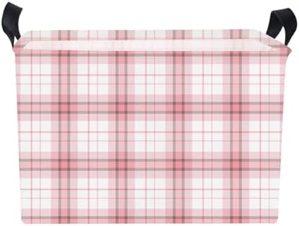 Pink Plaid Waterproof Multipurpose Foldable Storage Cift Basket - Image 4