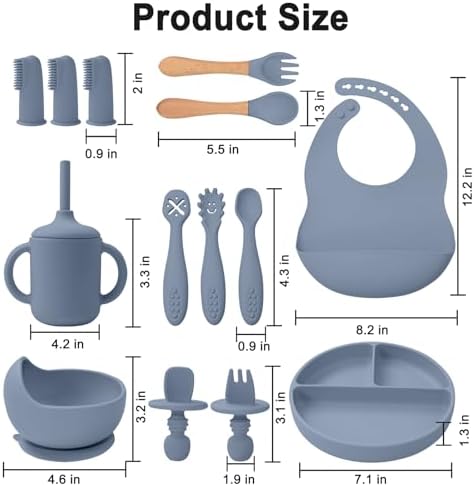 Silicone Baby Feeding Set 14 Pcs, Baby Led Weaning Supplies, Baby Spoons - Image 7