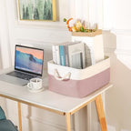 Storage Bins with Sturdy Cotton Handles, Fabric Storage Baskets - Image 5