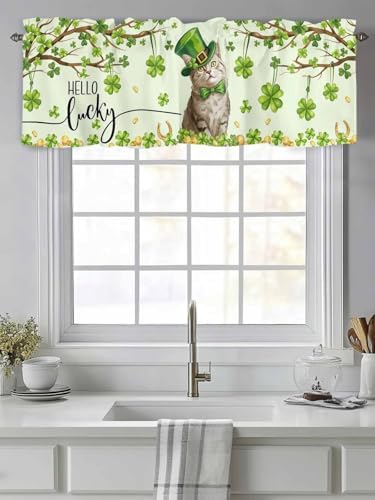 Vandarllin Lucky Cat St. Patrick's Day Kitchen Curtains Valances - Image 2