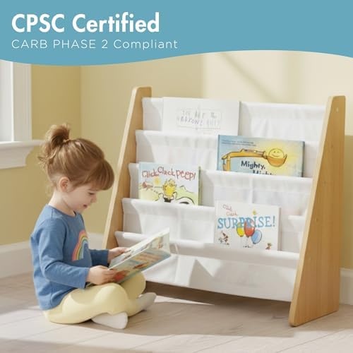 Humble Crew Kids Bookshelf, Montessori Front Facing Toddler Bookcase 4 Tier - Image 5