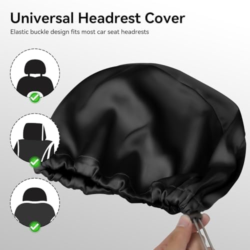 Headrest Covers for Cars Satin Universal Car Headrest Covers 2pcs for Hair - Image 4