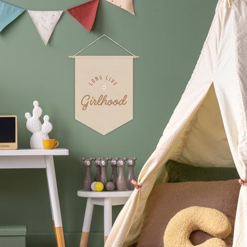 Girl Nursery Decor, Long Live Girlhood Linen Canvas Banner - Image 6