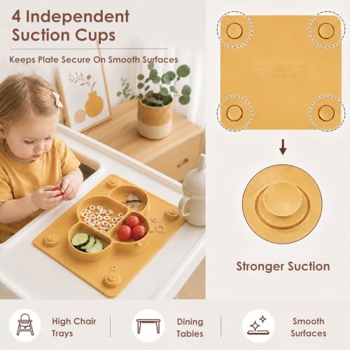 ROCCED Suction Plates for Baby placemat Spoon Fork Set for Toddlers, Silicone - Image 2
