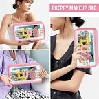 Chenille Letter Clear Makeup Bags Stuff Pouch, Preppy Patch Makeup Bag - Image 4
