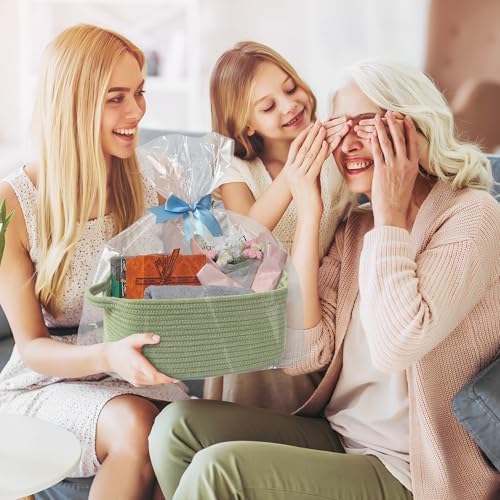 Cute Green Woven Basket, Empty Gift Basket - Image 3