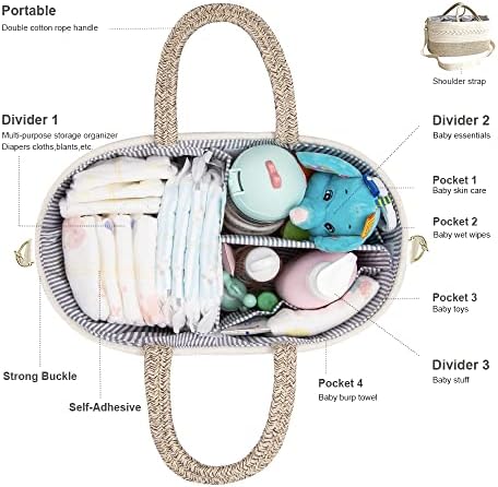 Baby Diaper Caddy Organizer, Shoulder Strap Buckle, 4 Inner Pockets Portable - Image 7