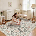 6x9 Area Rugs Boho Floral Washable Living Room Rug Neutral Carpet Nursery - Image 3