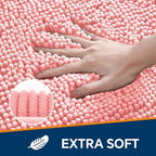 Chenille Bathroom Rug 40"x60" Pink, Large Plush Bath Mat - Image 3