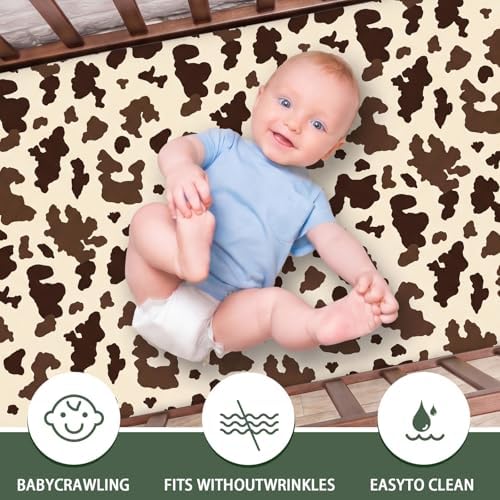 Peryiter 3 Pcs Western Cowboy Crib Sheet Set Baby Crib Bedding Set Includes - Image 4