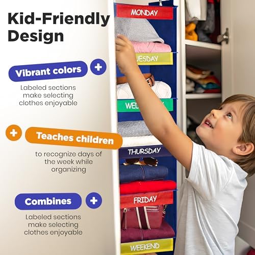 Kids Hanging Closet Organizer 6-Shelf - Image 4