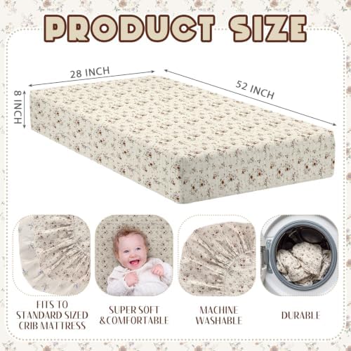 Breling 2 Pcs Muslin Botanical and Orchid Print Crib Sheets - Image 2