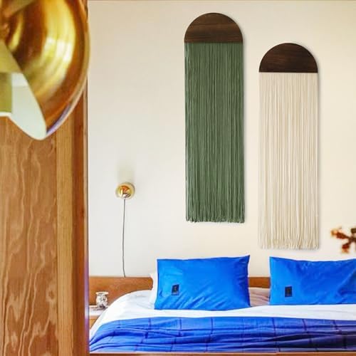 2Pcs Macrame Wall Hanging Boho Decor yarn Handmade Round Tassel 13.7"W*51"L - Image 3