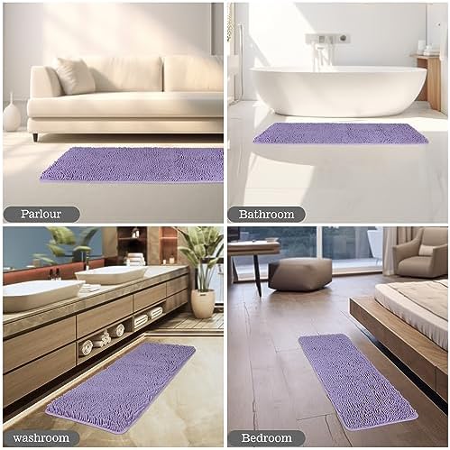 Yeaban Chenille Lavender Bathroom Runner Rug 17"x47" - Image 5