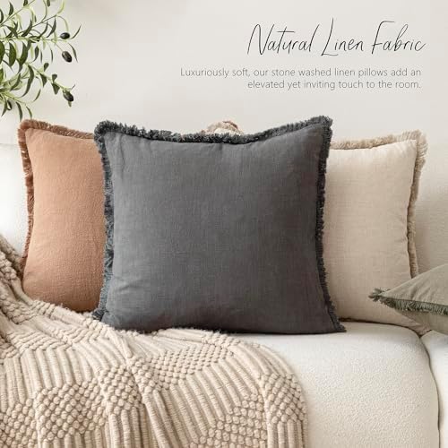 Foindtower Decorative Linen Fringe Lumbar Throw Pillow Covers Cozy Boho - Image 6