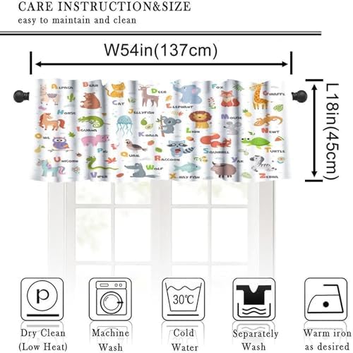 Alphabet Valances Curtain Fruits Berries Animals Letters Pattern Window - Image 2