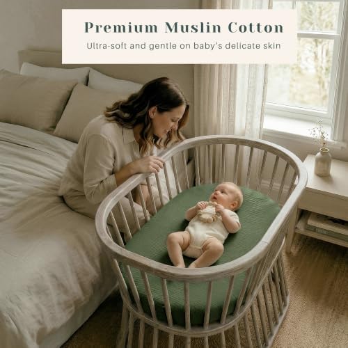 3 Pack Baby Muslin Bassinet Sheets - Image 2