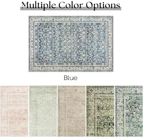 3x5 Front Door Rug Indoor Entrance Soft Vintage Navy Rugs - Image 6