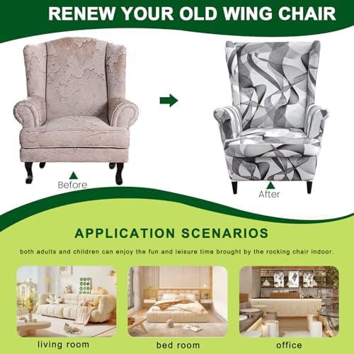CRFATOP Wingback Chair Covers Wing Armchair Slipcovers - Image 4