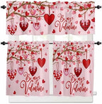 Vandarllin Pink Valentine's Day Kitchen Curtains and Valances Set, Be My by VandarllinHomeKitchenDecor