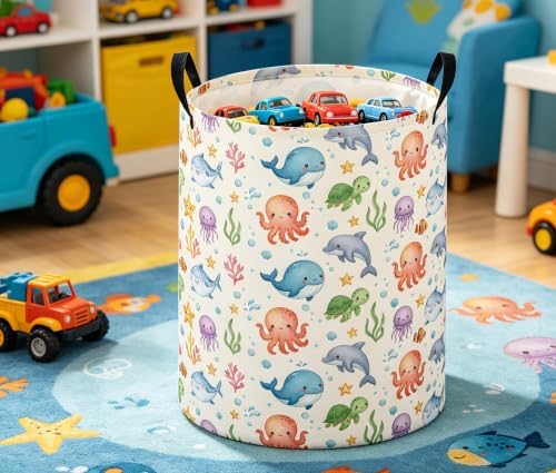 Baby Laundry Basket Baby Nursery Hamper Kids Laundry Basket Toy Storage Bin - Image 3