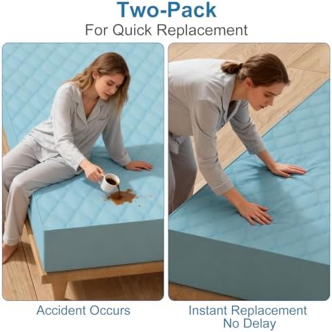 2Pack Waterproof Crib Mattress Protector, Cotton 52X28 Fitted Crib Sheets Crib - Image 3
