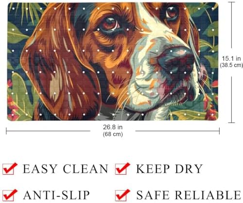Bathtub Mat Non Slip 26.8x15.1 Inch, Beagle Dog Leaves Shower Mat - Image 4