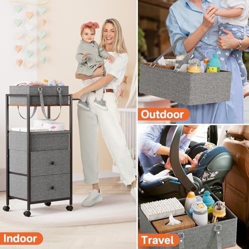 3In1 Modanais Baby Diaper Caddy Organizer Cart - Image 5