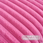 FUTEI Pack of 2 Faux Fur Throw Pillow Covers 22x22 Inch, Hot Pink - Image 2