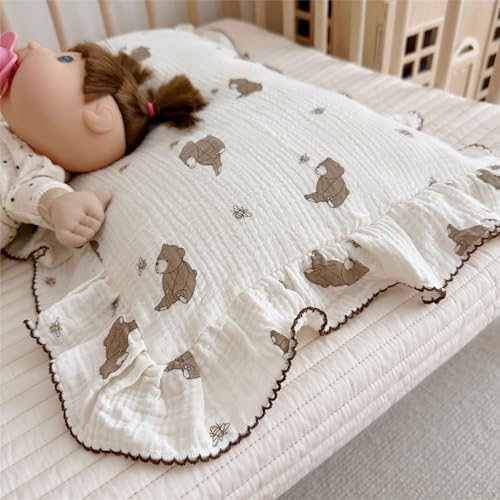 BuLuTu 100% Cotton Kids Pillowcase Standard Size 20"x26", Bee Bear Pattern - Image 4