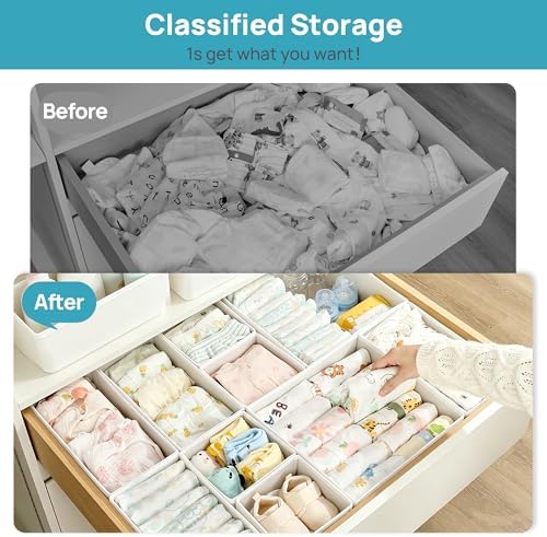 Vtopmart 18 Pack Baby Clothes Organizer, Fabric Drawer Drawer Bins - Image 3