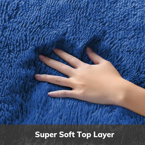 Ophanie Round Rug 6Ft Blue Circle Area Rug, Boys Room Decor, Fluffy Fuzzy - Image 2