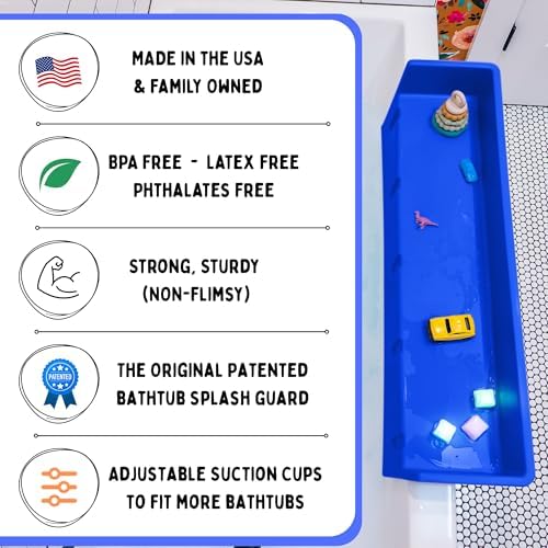 Tub Topper Kids Bathtub Splash Guard, Shelf & Toddler Bath Toy Tray - Image 2