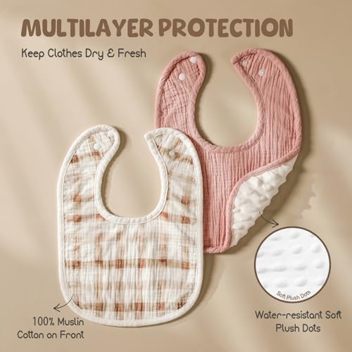POIKSHARK 6-Pack Muslin Baby Bibs - Image 2