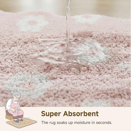 GRANNY SAYS Floral Pink Bathroom Rug, Cute Scalloped Bath Mat - Image 5