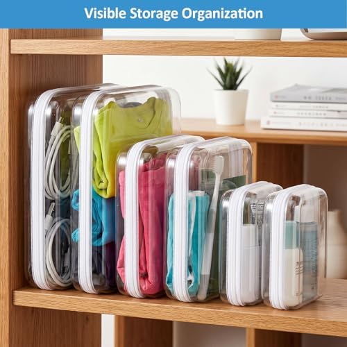 6 Pack Clear Hard Shell Zipper Case, Hard Plastic Zipper Pouches - Image 4