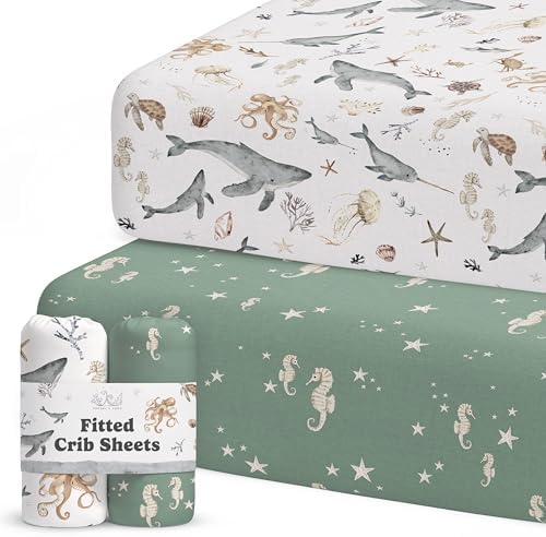 Sorrel + Fern Baby Crib Sheets Neutral, Fitted 2-Pack by SorrelFern