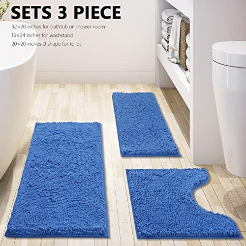 Bathroom Rugs Chenille 3-Piece Extra Soft and Absorbent Shag Bathroom Rugs - Image 3