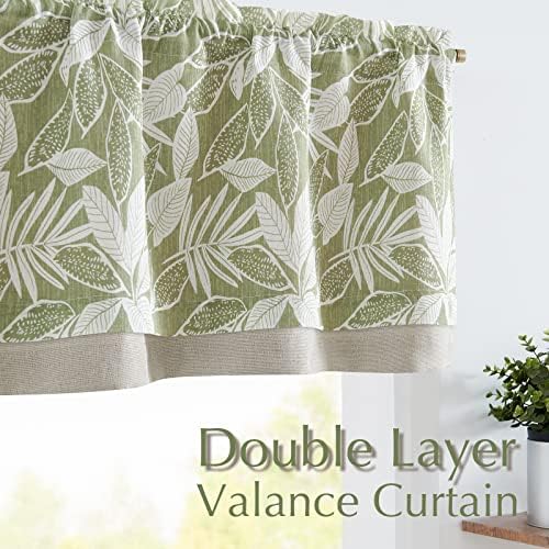 Vangao Floral Valances for Windows Leaf Green W50 X 16L 1 Panel - Image 7