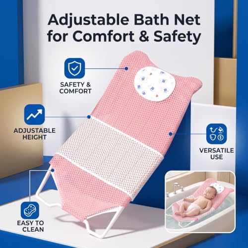 Baby Bath Seat Support, Non Slip Mesh Cushion Portable Bath Tub Seat Net - Image 4