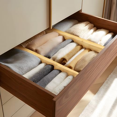 VaeFae 3 Pack Bamboo Drawer Dividers, Expandable Separators - Image 2