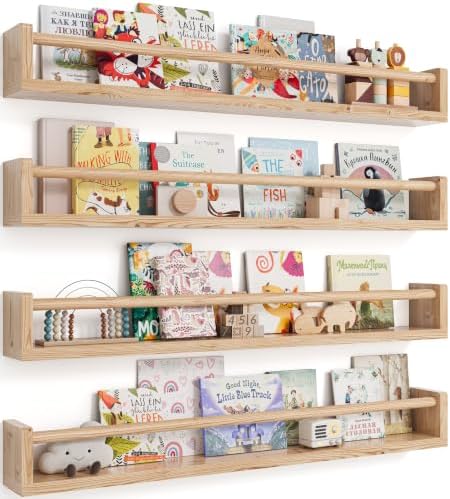 Seocry Nursery Book Shelves, 4 Pack, Wall Book Shelves by Seocry