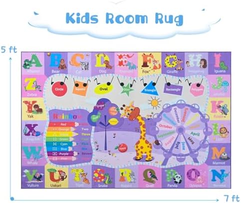 BENRON 5x7 Playroom Rug for Kids Washable, PlayMat - Image 2