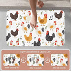 Non Slip Bath Mat, Chickens Roosters Bathroom Decor, Leaves Music Notes - Image 3
