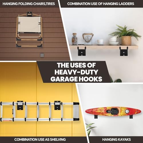 14" Large Heavy Duty Garage Hooks, Steel Garage Storage Hooks - Image 4