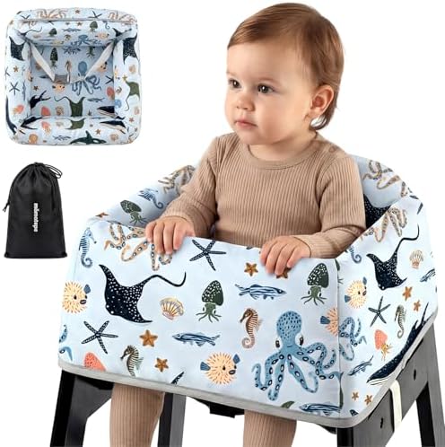 Mamatepe Baby High Chair Cover, Restaurant Seat Liner | Blue Ocean by Mamatepe