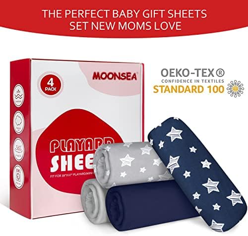Pack and Play Sheets Boys, Mini Crib Sheets, Stretchy Playard Fitted Sheet - Image 4