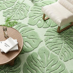 Sage Green Monstera 8x10 Area Rugs High-Low Plush Pile Washable - Image 6
